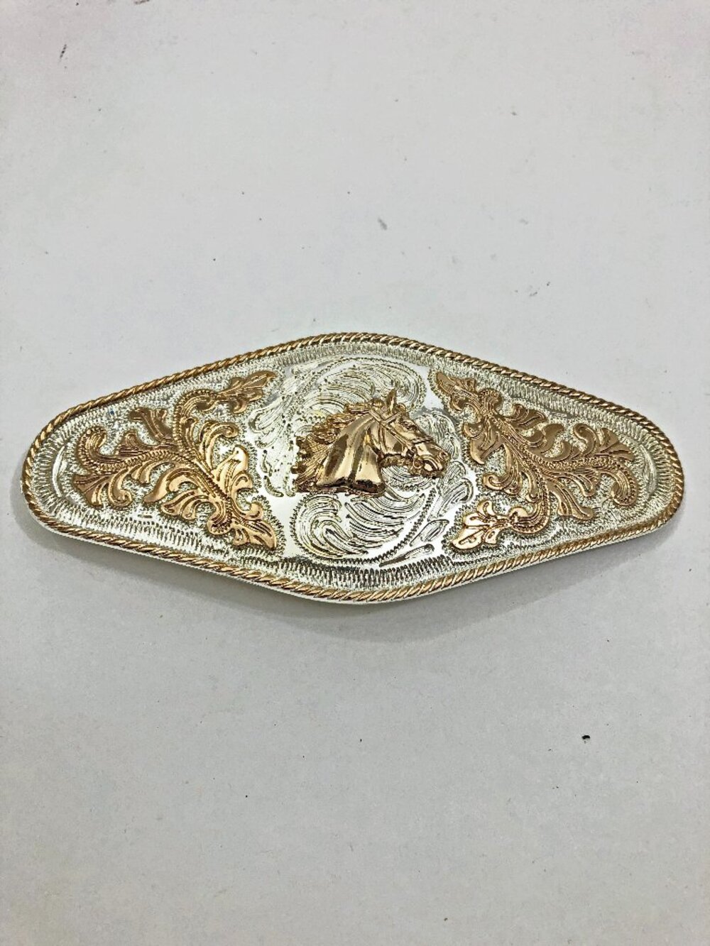 Horse Head Bust Alsa Western Cowboy Silver Gold Tone 3x7 inches